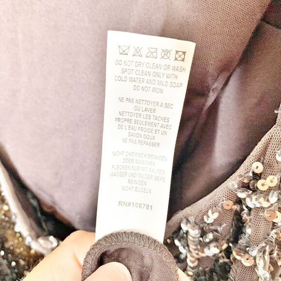 AIDAN MATTOX Formal Dark Grey, Open Back Sequin Beaded Sparkly Mini Dress SIZE 8 - Picture 8 of 15